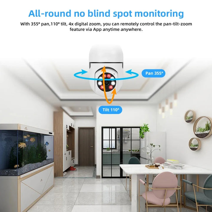 Wireless Security 360° Bulb Camera - Smart WiFi CCTV  Hidden Camera
