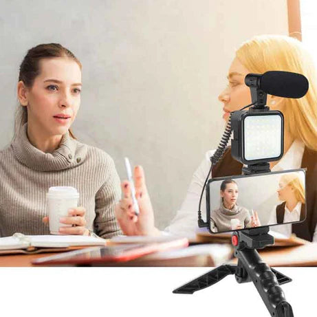 Imported All in one Vlogging Video Making Kit Super Flexible Universal Tripod with Microphone and Light